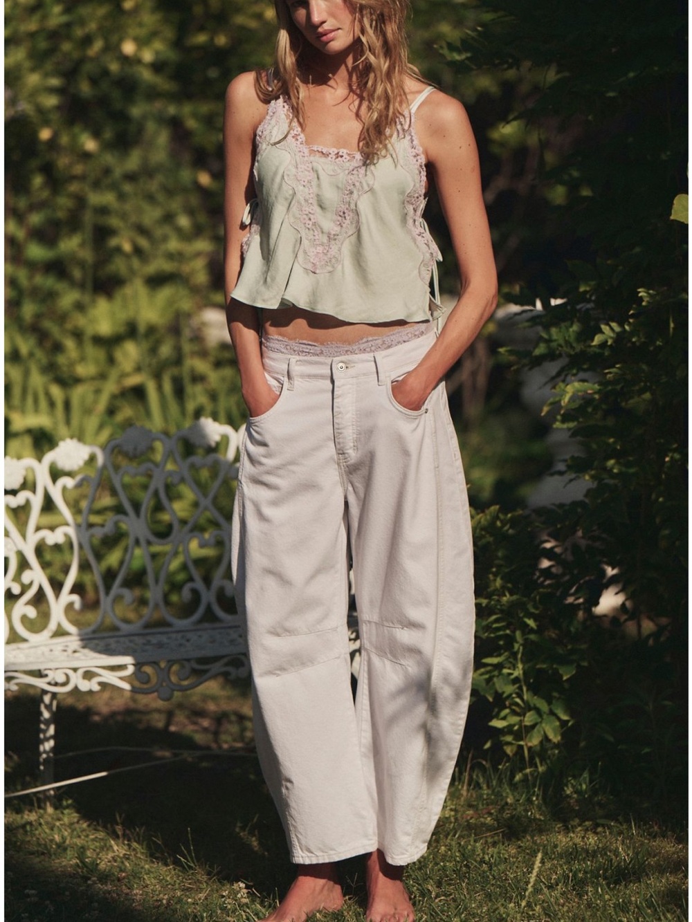 Free People Good Luck Mid Rise Barrel Jean